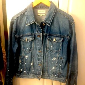 Madewell Boxy Cut Denim Splatter White Paint Jacket